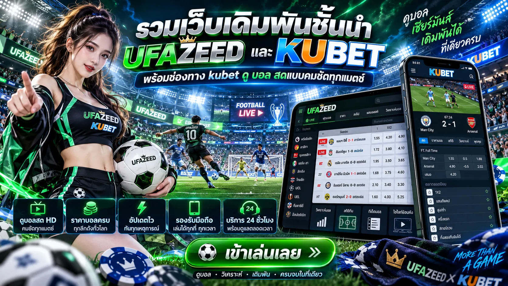 รวมเว็บเดิมพันชั้นนำ UFAZEED และ KUBET พร้อมช่องทาง kubet ดู บอล สดแบบคมชัดทุกแมตช์